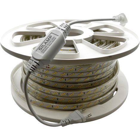 Bobina 50m Striscia Led Slim 220v 12W/M 180led al metro Ip65 S46Luce Fredda 6400k