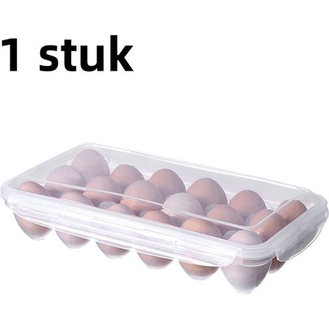1 boîte à œufs - Étagère de cuisine avec couvercle - Convient à un usage domestique - Boîte à œufs en plastique pour réfrigérateur - Blanc (1/5)