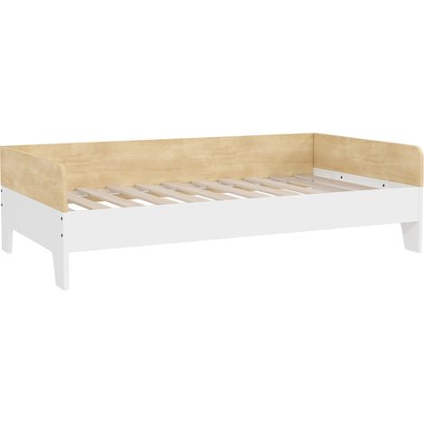 Cama infantil con somier de láminas, diseño bajo, 143,5 x 74 x 40 cm, blanco (1/5)
