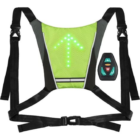 Gilet de Cyclisme Réfléchissant, Réfléchissant Sac à Dos Attachement Clip, Rechargeable USB avec LED Clignotant Télécommande Équipement de Sécurité (1/5)