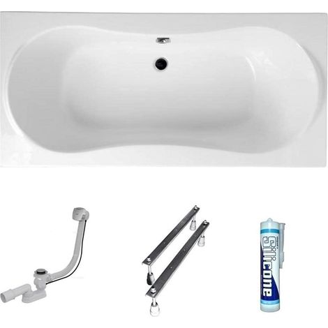 ECOLAM Baignoire rectangle acrylique Long Polimat 180x80 cm, pieds, siphon et silicone. Baignoire rectangle en acrylique (1/5)