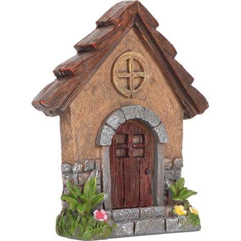 Porte de jardin féerique : détails exquis, 12,4 cm de haut et 10,4 cm de large, en résine robuste, porte miniature féerique, décoration murale, arbres.