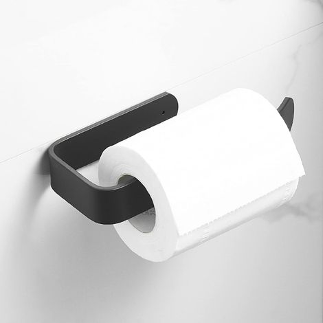Adhésif Porte Papier Toilette Mural sans Percage, Support Rouleau Papier Toilette, Derouleur Papier Toilette en Acier Inoxydable, Porte Essuie Tout Mural, Noir Deco Salle de Bain, 6.5 inch (1/5)