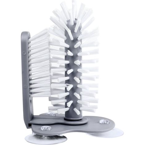 Bottle Brush - Cup Brush Double-head Rotating Cleaning Tool With Suction Base For Glass Bottles Cups Jars - 1 Piece (1/5)