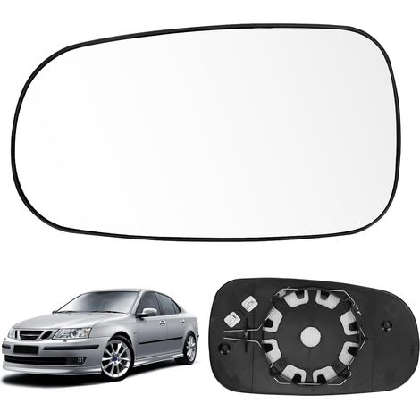 Verre de Rétroviseur Remplacement pour Saab 93/95 2003-2010, Rétroviseur Extérieur Chauffant Verre de Rétroviseur Sphérique Gauche ou Droit (Gauche),Gauche (1/5)