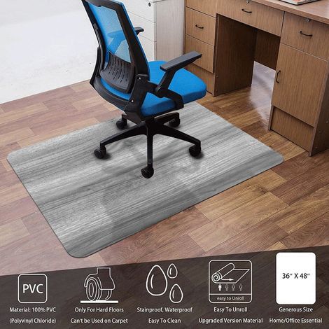 Non-slip floor mat for study/living room, chair cushions, seat cushions, protective mats for wood flooring and tiles - Dark gray wood grain - 91.5122CM2mm