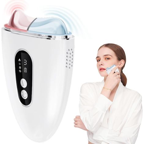Dispositivo eléctrico Gua Sha para tratamiento facial, masajeador facial y de cuello mejorado con doble modo frío y calor, herramienta para esculpir el rostro/dispositivo lifting - con calefacción (1/5)