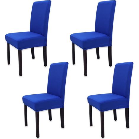 4er Set Stuhlhussen Königsblau, abnehmbar & waschbar, elastisch (1/5)