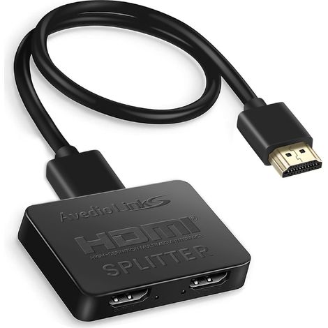 Links Splitter HDMI, Répartiteur HDMI 1 Entrée 2 Sorties avec câble de 1,2 m, Splitter hdmi 4K 1 entrée 2 Sorties Affichage simultané, pour appareils (1/5)
