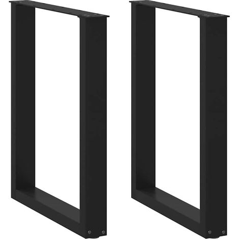 Set di 2 gambe regolabili per tavolo da pranzo a forma di U 60 x 72 cm design moderno per ufficio o sala da pranzo acciaio nero 020057420