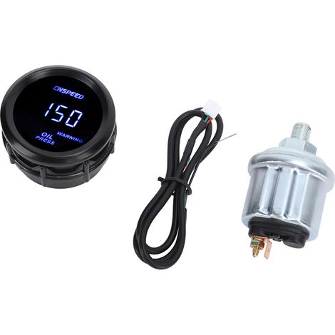 Jauge de pression d'huile numérique 52mm avec rétroéclairage bleu, manomètre universel 12V pour voiture, camion, moteur, indicateur de pression d'huile haute précision (1/5)