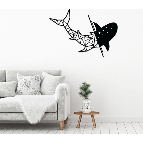 METAL WALL ART NO:38 SHARK - Black