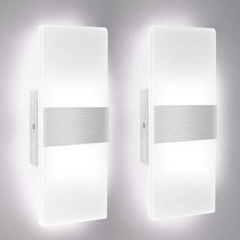 MINKUROW - 2 Apliques De Pared Led Para Interiores, Lovebay, 12 W, Blanco Frío, 6000 K, Lámpara De Pared Acrílica, Diseño Moderno, Decoración De Pared, Lámpara De Pared Para Sala De Estar, Dormitorio, (1/5)