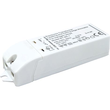 Tibelec – Transformateur pour tableau électrique 20-60W – Tension sortie 12V – Pour ampoules LED et halogènes – Installation facile sur luminaire