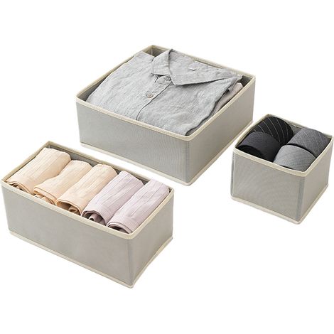 Lot de boîtes de rangement pliables en tissu, organisateur de tiroir de placard, paniers en tissu, contenants, séparateurs pour sous-vêtements, soutiens-gorge, chaussettes (1/5)