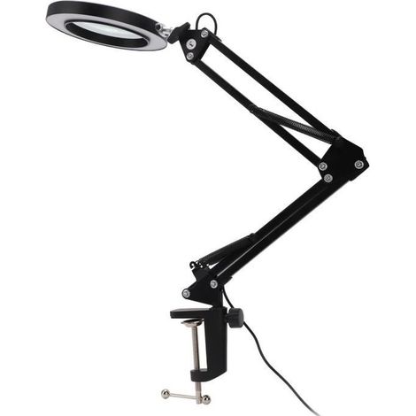 Loupe avec lumière Loupe 5X avec lumière LED Bras flexible 10 niveaux de luminosité 3 couleurs Lampe auto eclairage (1/4)