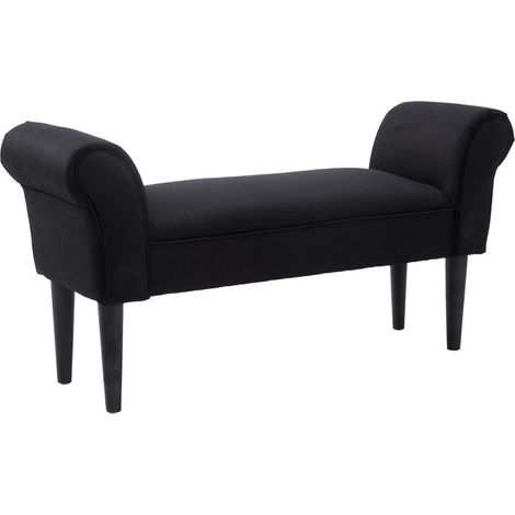 Design Contemporain et Confort Raffiné Banquette Bout de Lit Rembourrée Tissu Noir pour Chambre et Entrée (1/5)