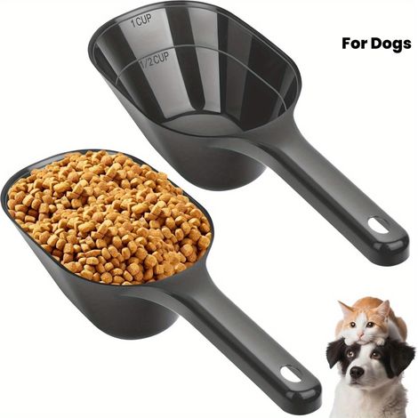 Lot de 2 cuillères doseuses pour animaux — Cuillères en plastique avec graduations (1/2 tasse et 1 tasse) (1/5)