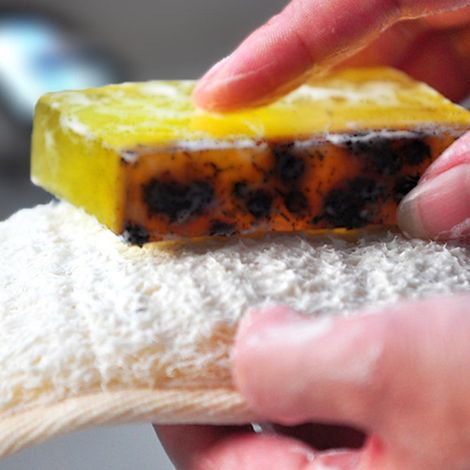 Natürlicher Luffa-Peeling-Badehandschuh, strapazierfähiger, wiederverwendbarer Schwamm, Set mit Peeling-Duschpads. (1/5)