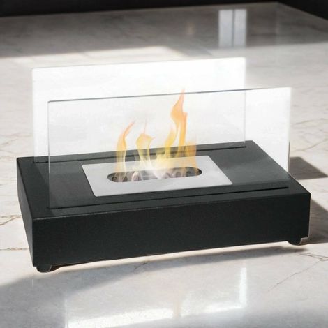 Dmora - Bioethanol-Kamin Ardesio, Ökologischer Kamin, Rauchfreies Feuer, Heizung mit Ethanol, Made in Italy, 18x35 h21 cm, Schwarz (1/3)