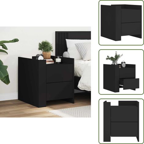 The Living Store Nachttisch Schwarz 45x50x50 cm Holzwerkstoff - Nachtisch - Nachttisch Schwarz - Holzwerkstoff - Wohnraum - Schlafzimmer (1/5)