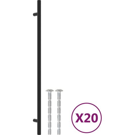 vidaXL Tiradores para armarios 20 uds acero inoxidable negro 320 mm (1/2)