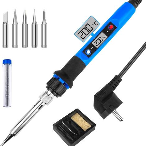 Fer A Souder 80W Affichage Numerique Temperature Reglable LED, Kit De Reparation Electronique Avec Support Et 5 Pannes (1/5)