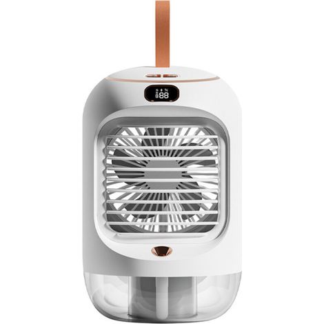 SABIR Climatiseur Portable, 4 en 1 Mini Refroidisseur d'Air avce 3 Vitesses,Veilleuse, Oscillant à 180°, Humidificateur Rechargeable pour Chambre, Bureau,Camping, Barbecue (1/5)