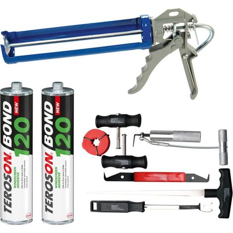 Oc-Pro – Lot de 7 outils de remplacement de pare-brise – Pistolet à colle rotatif 310 ml – Colle LOCTITE TEROSON BOND 120 – Installation rapide