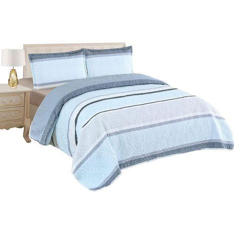 Colcha Boutis para Primavera y Verano Bicolor Reversible Liso  +  Funda Cojin - Ligera Fina Entretiempo Cama 90 180x260, 135 220x260, 150 240x260 cm (1/5)