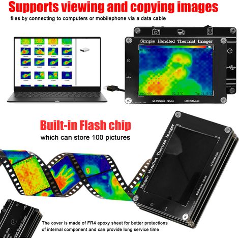 -40 300 ℃ Imageur infrarouge multifonction portable Caméra d'imagerie thermique numérique portable Capteurs de température avec écran LCD 3,2 pouces (1/5)