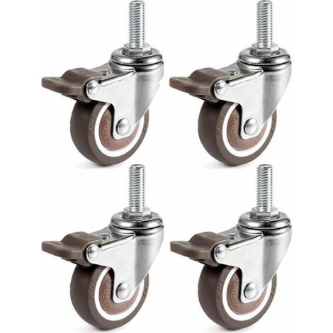 4 roulettes pivotantes, 25 mm M6 x 15 mm, pour chariots de meubles (1/4)