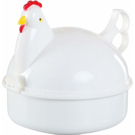 Egg Cooker, Microwave Hardboiled Egg Maker, 4 Eggs Egg Boiler Poacher Electric Cooker with Steamer Attachment Chicken Shape Egg Poacher for Home Kitchen