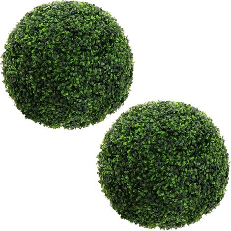ML-Design 2er Set Künstliche Buchsbaumkugel groß Ø45 cm, Kunstpflanze UV-beständig, Grüne Plastik Künstliche Pflanzen, Deko Fake Plant wie echt für Wohnzimmer, Büro & Garten, Pflegeleichte Dekokugeln