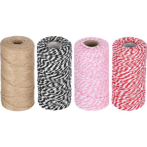 Corde d'emballage en coton torsadé, 4 pièces, ficelle de boulanger, fournitures artisanales faites à la main (1/5)