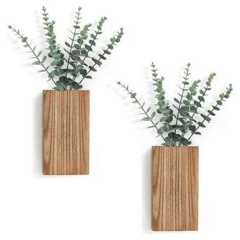 Lot de 2 vases décoratifs muraux en bois de paulownia (1/5)