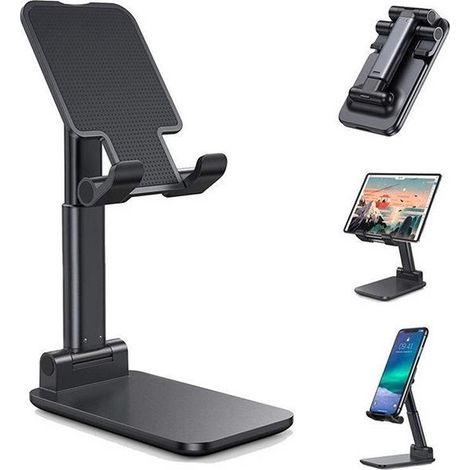 Support pliable et ajustable pour téléphone et tablette - Noir - Support de bureau (1/5)