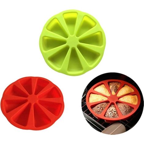 Lot de 2 moules à gâteau en silicone en forme de triangle 8 cavités (rouge et vert) (1/4)