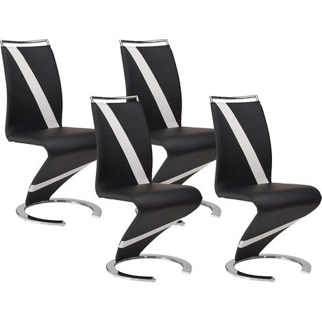 Lot de 4 chaises TWIZY - Simili noir & blanc (1/4)