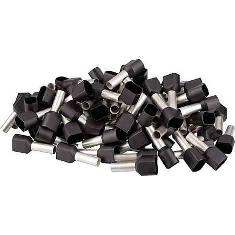 Cosse jumelle isolee 6,0 x 26 noir, sachet a 100 Pieces