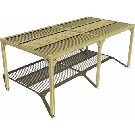 Pergola bois • 6m x 3m • indépendante • sens largeur • lames orientables bioclimatiques incluses • livraison comprise (1/3)