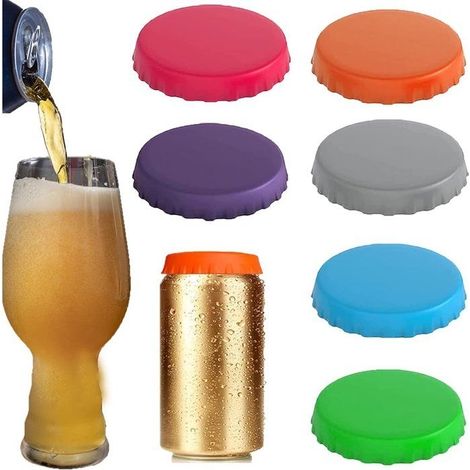 Lot de 6 couvercles en silicone pour canettes de soda, fermeture sécurisée, pour canettes de bière et de Coca- (1/5)