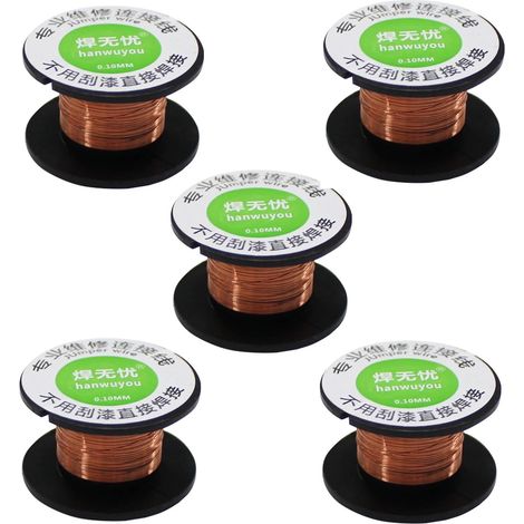 5pcs 0.1mm fil de cuivre, 15m fil de cuivre à souder pour transformateurs moteurs haut-parleurs électroaimants (1/5)