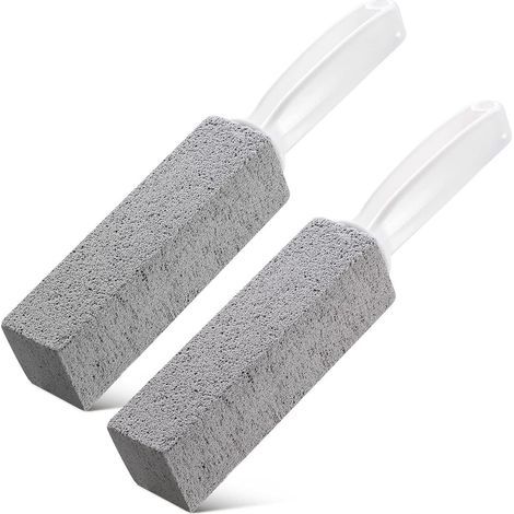 Lot de 2 nettoyeurs de toilettes avec poignée ergonomique pour cuvette de toilettes, pierre ponce pour nettoyer les toilettes et éliminer les taches d'eau dure pour toilettes, piscine, salle de (1/4)