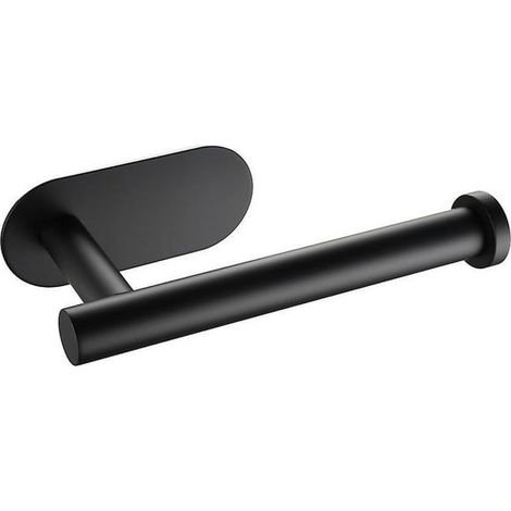 Lot de 1 porte-serviettes en papier acier inoxydable noir, sans perçage, rouleau de papier toilette mural créatif, distributeur essentiel pour salle de bain (1/5)