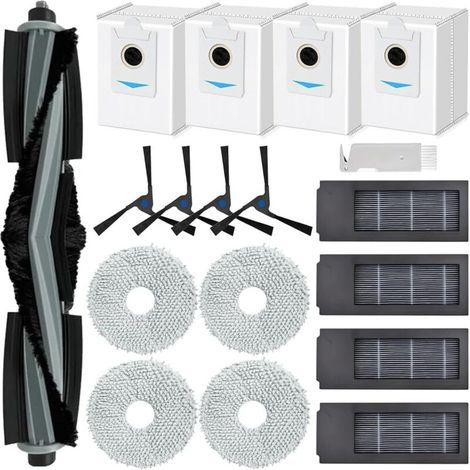 Accessoires pour ECOVACS DEEBOT X2 Omni Aspirateur Robot, Pièces de Rechange avec 1 Brosse Principale, 4 Sacs à Poussière, 4 Serpillières, 4 Filtres, 4 Brosses Latérales (1/4)