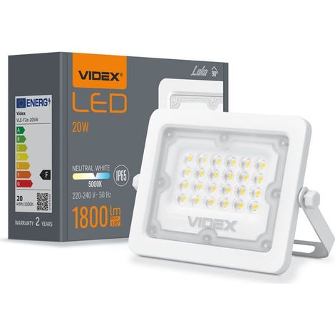 Halogen-Flutlicht 20 W, neutralweiß 5000 K, 1800 lm, Schutzart IP65, LUCA Videx