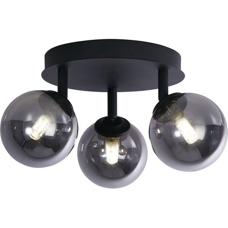 Crosby 3Lt Semi-Flush - Metallo nero e vetro fumé (1/5)