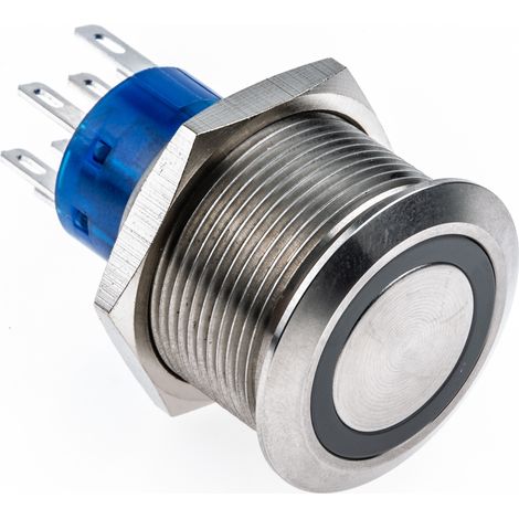 Bouton-poussoir, Momentané lumineux, LED Blanc, 2 N/O, 2 N/F, 3 A, 5 A, Montage panneau ( Prix pour 1 )