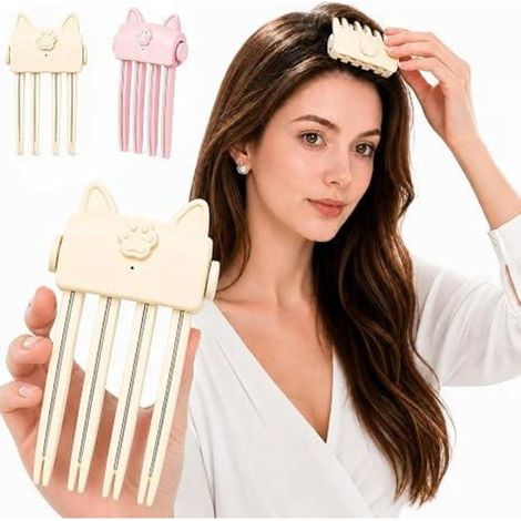 Pince chauffante pour cheveux fins et souples – Blanche – Pince chauffante volumisante et peigne électrique liftant